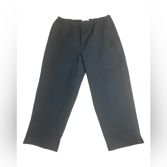 Eileen Fisher Black Organic Cotton Capri Pants Size Small Side Zip Stretch - Picture 1 of 8